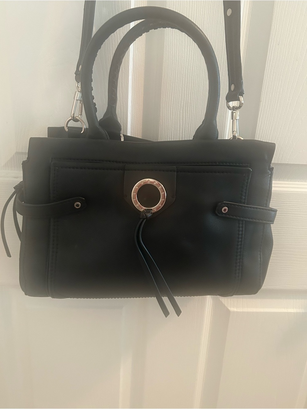 Black Women's Top-Handle BCBGENERSTION Crossbody Bag with Ring Accent